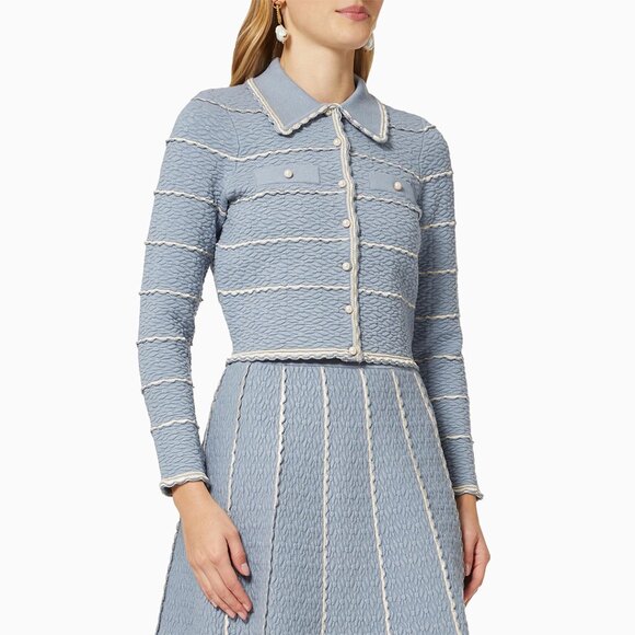 NWT Sandro Blue Cardigan/Skirt Set Size 0/XS - Picture 3 of 6